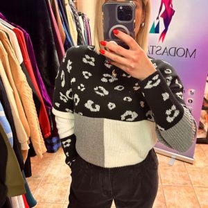 Wild Chic Animal Print Knit Sweater