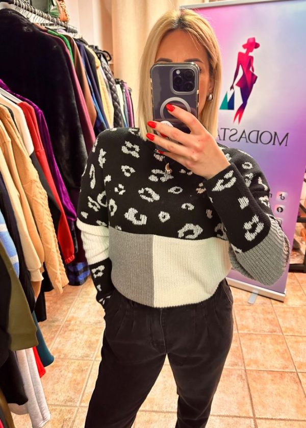 Wild Chic Animal Print Knit Sweater