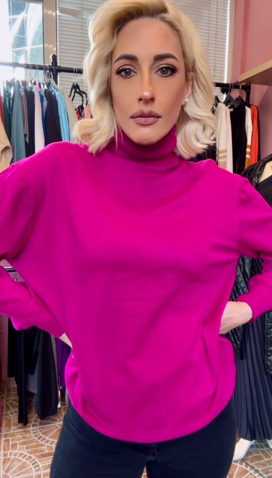 Fuchsia Turtleneck Sweater
