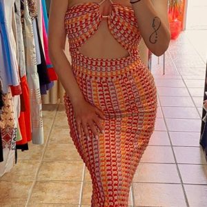 Sunset Rhythm Halter Dress