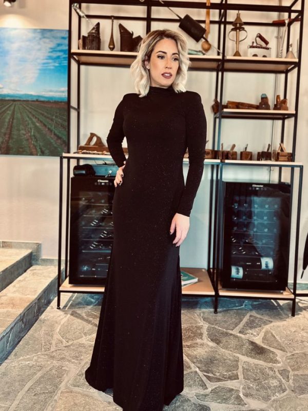 Elegant Long Dress with Embedded Sequins