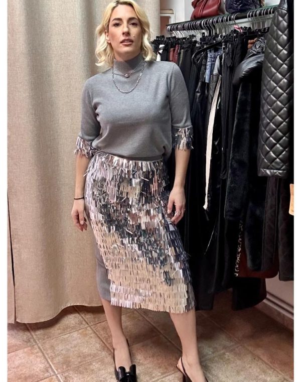 Silver Fringe Knit Set