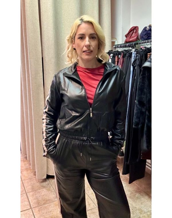 Faux Leather Side Stripe Set