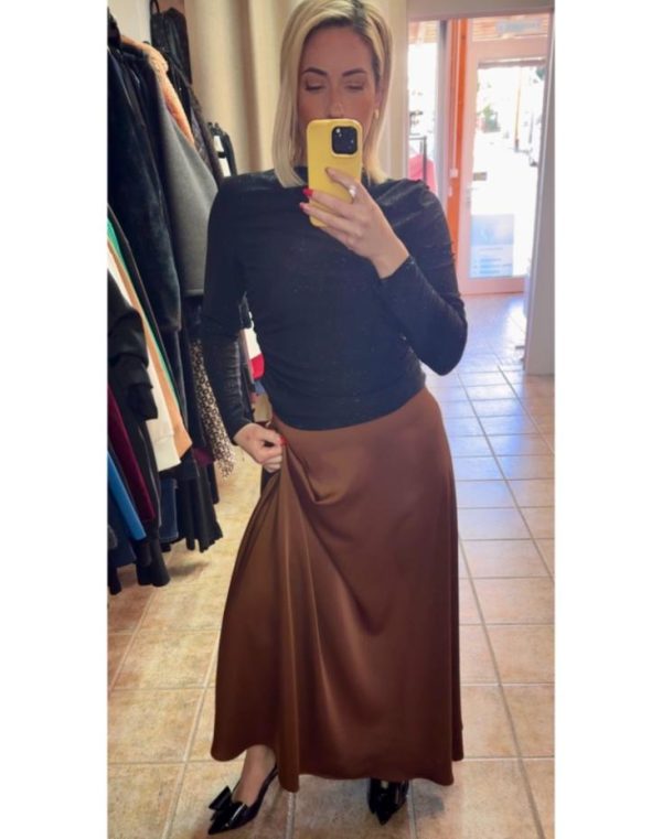 Bronze Satin Maxi Skirt